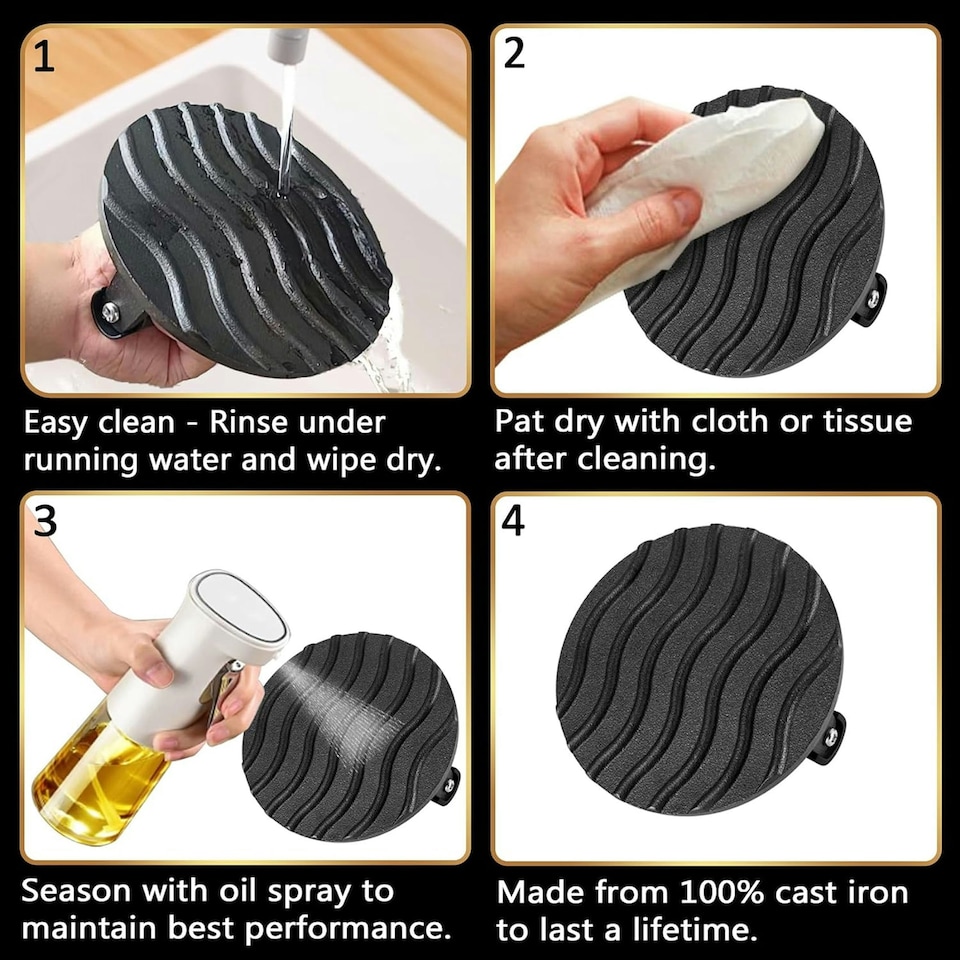 image 1 of Gourmet Easy Cast Iron Smash Burger & Meat Press - Black