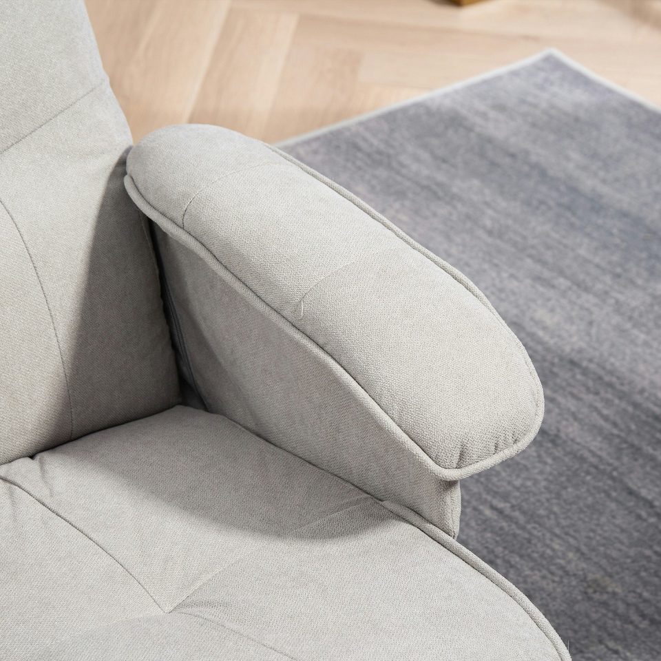 image 1 of HOMCOM Swivel Recliner Chair with Footstool and Wooden Base, Light Grey