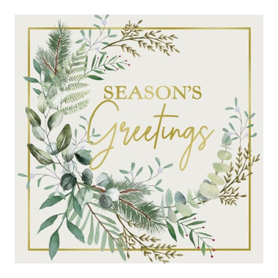 image 1 of Merry Christmas Embossed Foliage Greeting Cards - Pack of 6
