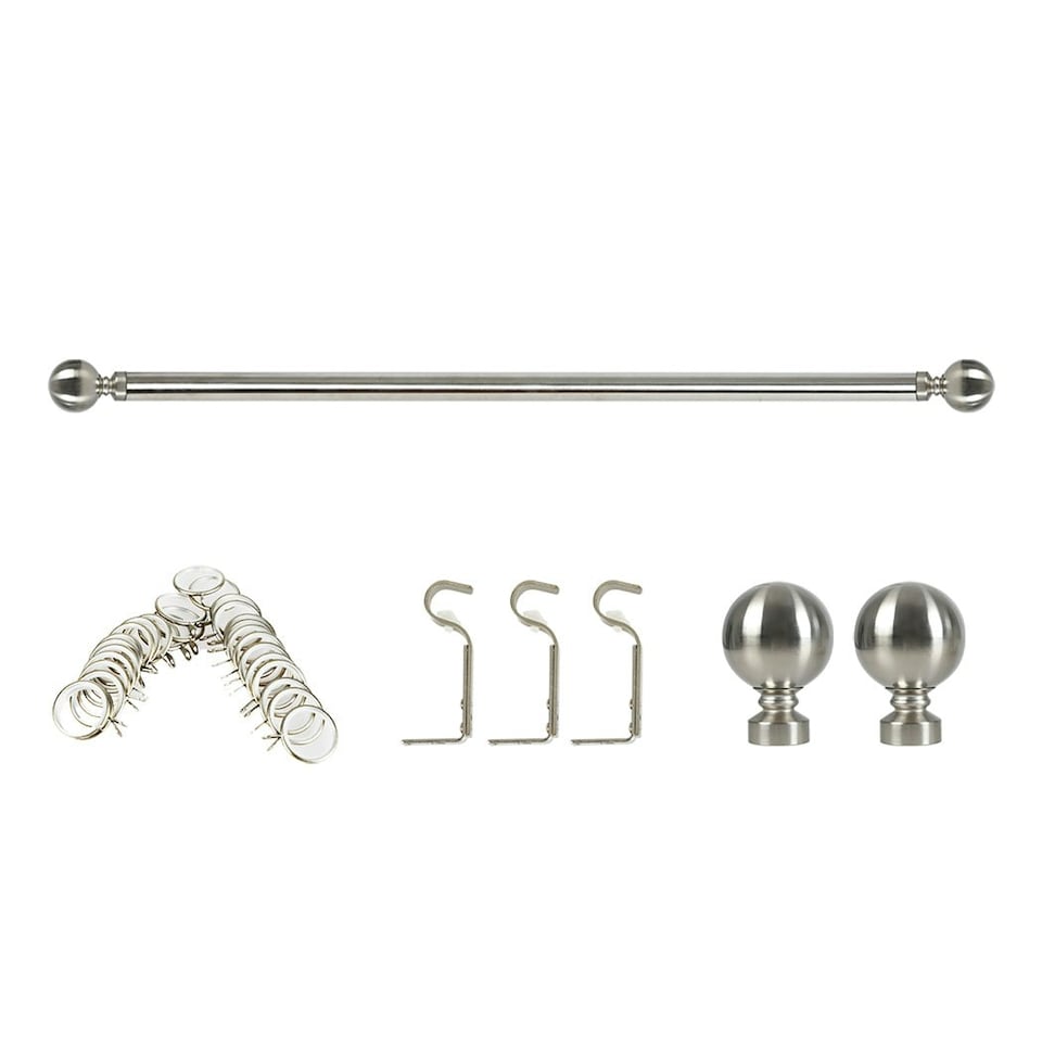 image 1 of Marlow Steel Curtain Rod Quiet Rail Pole Set Extendable Adjustable Satin Nickel