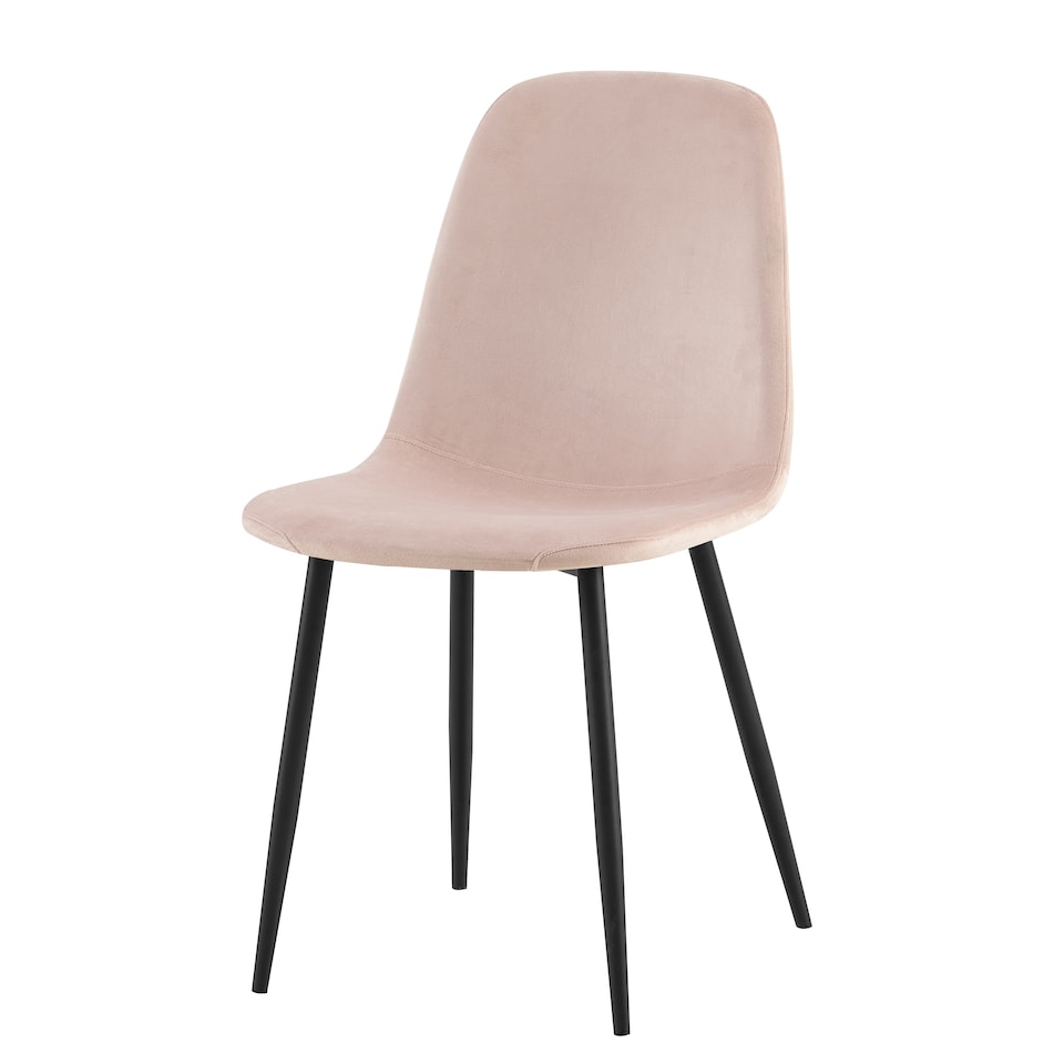 image 1 of Luxe Dining Chair 4pc Heavenly Pink Black Powder Legs Pink