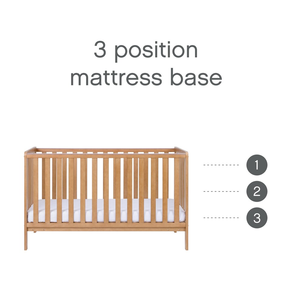 image 1 of Tutti Bambini Malmo Cot Bed, Cot Top Changer and Mattress Bundle - Oak