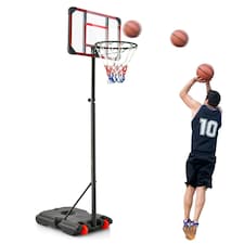 COSTWAY Basketball Backborad Hoop Net Set 193-248cm Black | Standard