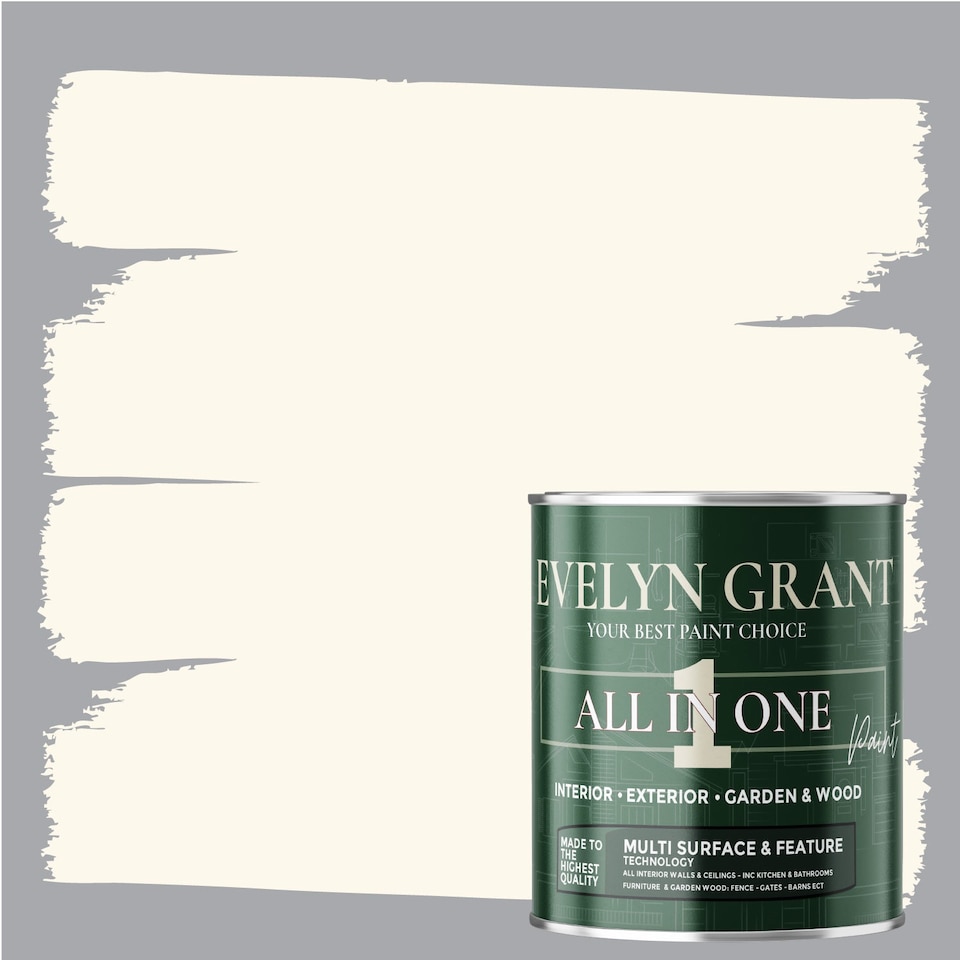 image 1 of EVELYN GRANT All-in-One Paint & Primer - Multi-Surface for Walls, Wood, Interior & Exterior - Ivory Cream - 2.5L - Matt