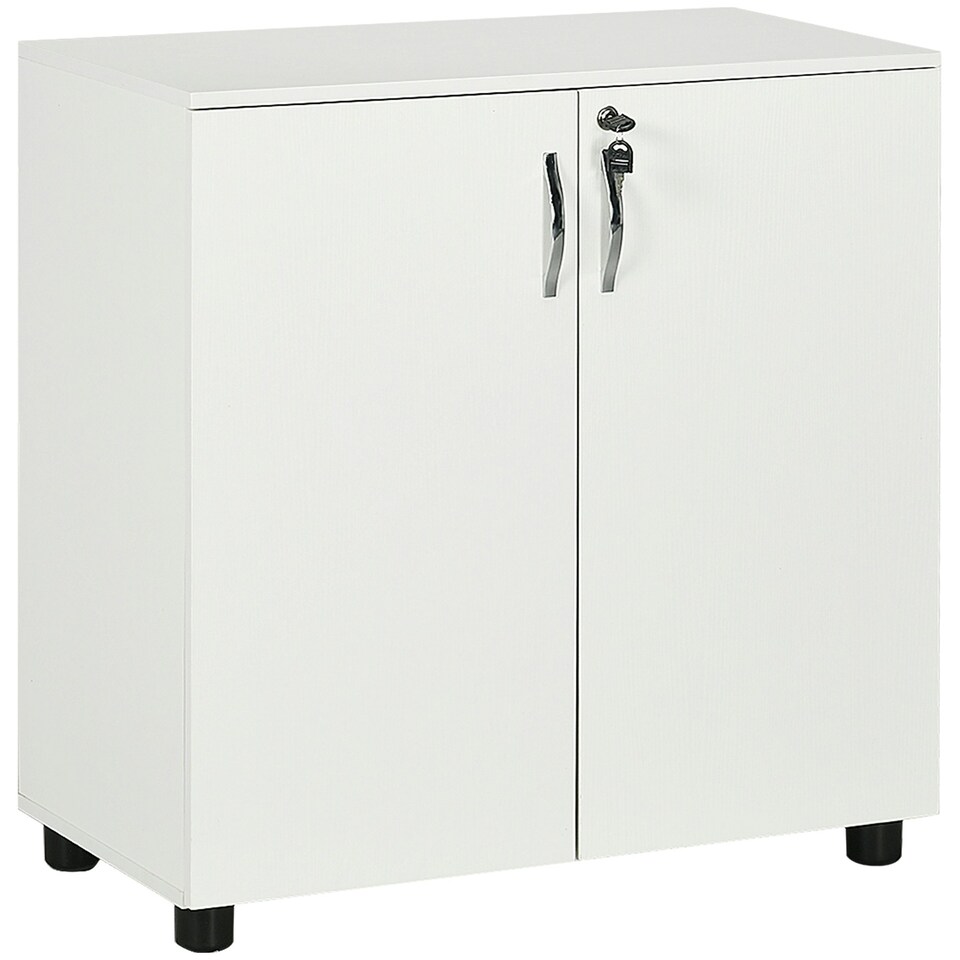 image 1 of Vinsetto 2-Tier Locking Filing Cabinet Office Storage Cabinet, White