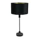 image 4 of ValueLights Maggie Black Candlestick Table Lamp with Black Velvet and Gold Inner Lamp Shade and LED Bulb Black
