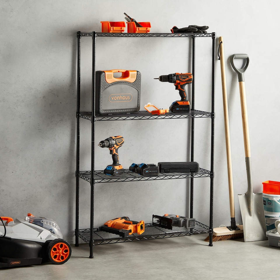image 1 of VonHaus 4 Tier Wire Shelving Unit for Home Storage