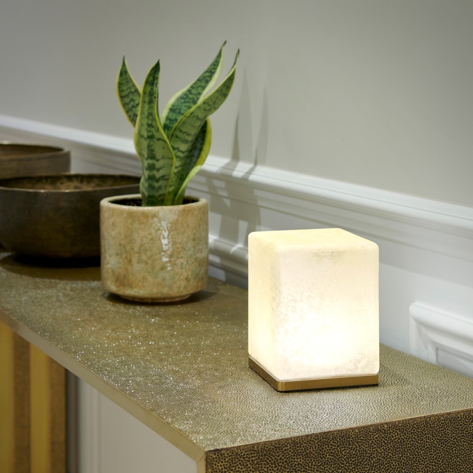 image 1 of Omniance Delphine Rechargeable Wireless Table Lamp with Remote | Cream