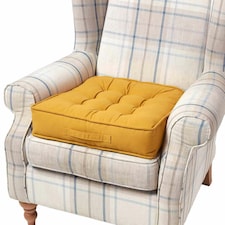 Homescapes Mustard Cotton Armchair Booster Cushion Yellow