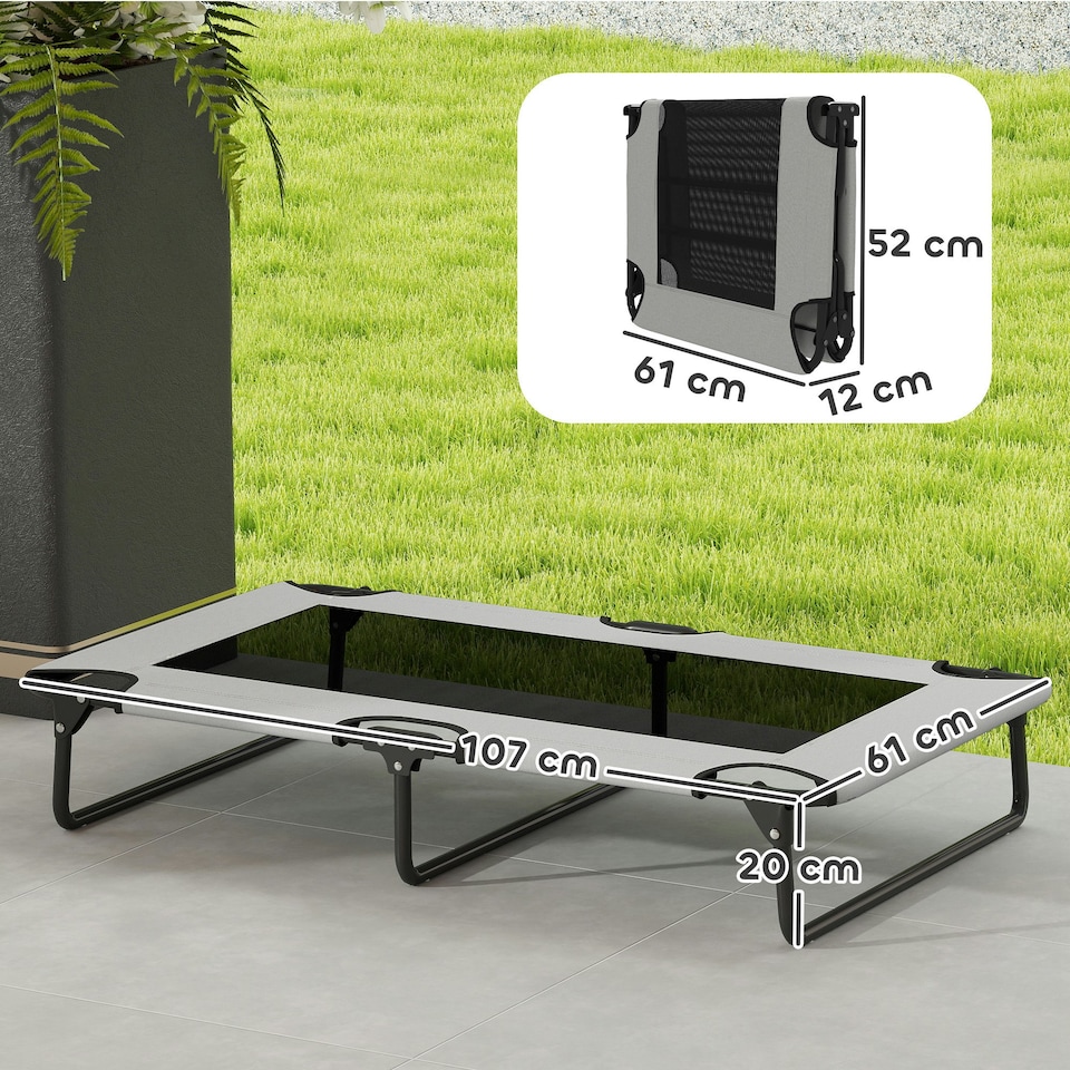 image 1 of PawHut Raised Dog Bed with Breathable Mesh for Large Dogs | Grey | L