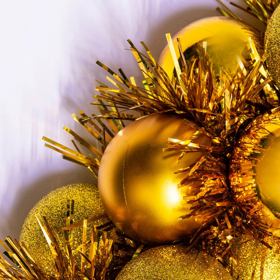 image 1 of Christmas Tree World 33cm Shatterproof Bauble Wreath - Gold