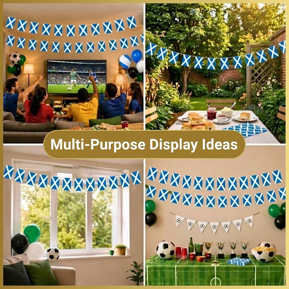 image 1 of 10m/33ft Scotland Flag Bunting for FIFA 2026 World Cup Football Event – 30 Double Sided Scottish Saltire Polyester Banner 14 x 21cm Football Party Decorations