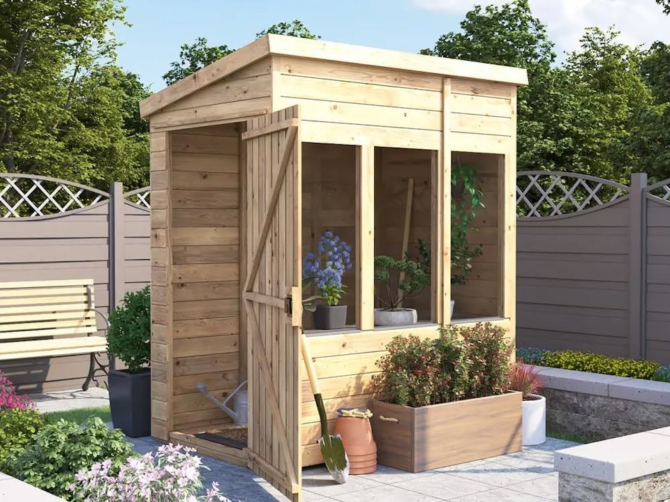 image 1 of Dunster House Potting Shed Pent Roof W4' x D6' (W1.2 x D1.8m) Superfelt, Overlord Modular
