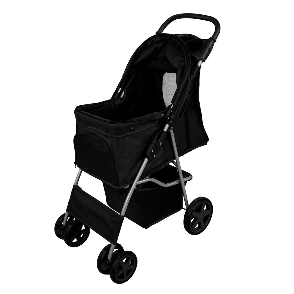 image 1 of Pet Stroller with Rain Cover – Black One Size