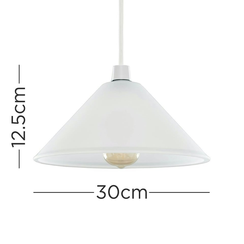 image 1 of ValueLights Pair of - Frosted White Tapered Ceiling Pendant Shades - Bulbs Included