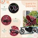 image 8 of HOMCOM Foldable Three-Wheeler Baby Stroller w/ Sun Canopy, Storage - Red