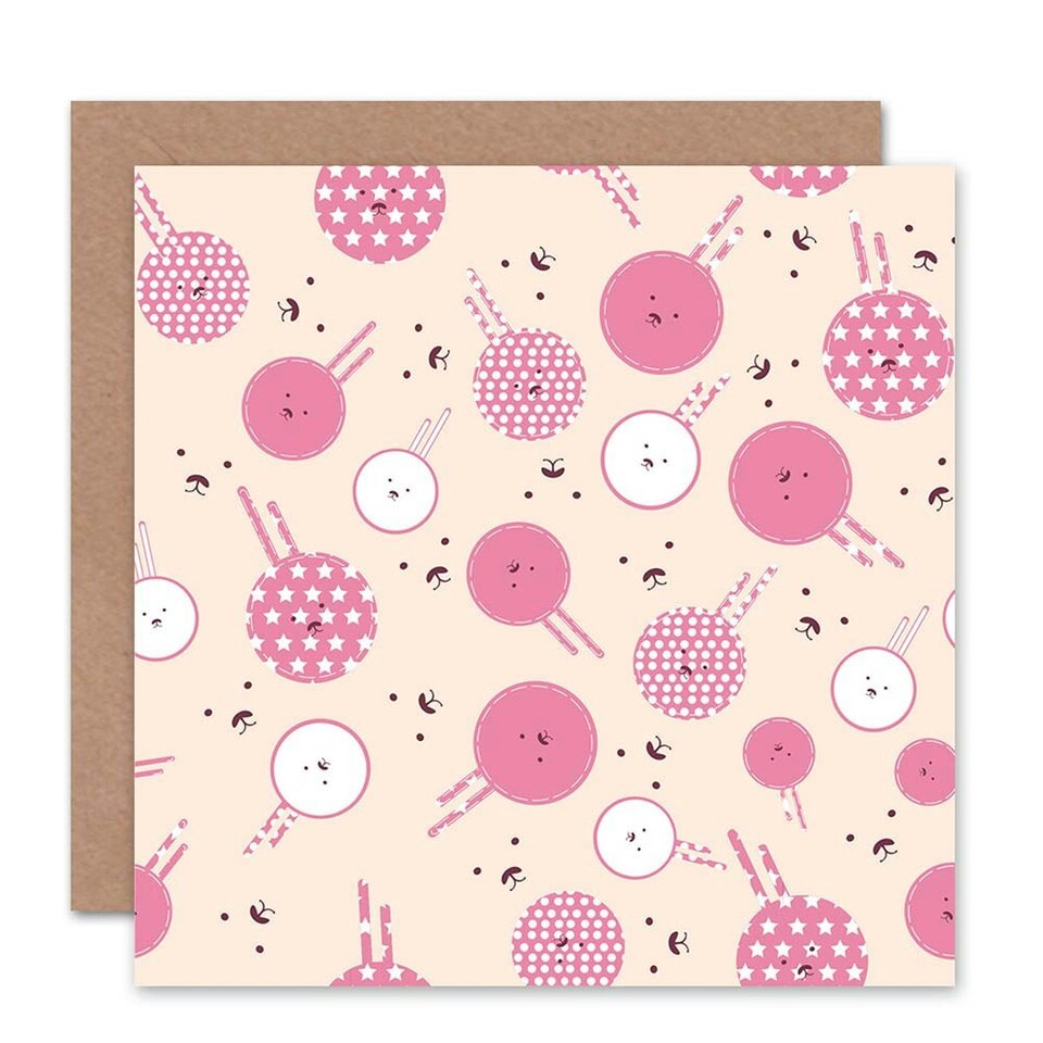 image 1 of Bunny Faces Pattern Rabbit Easter Card