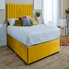 Sophia Divan Ottoman Plush Superking Bed Frame - Mustard Gold