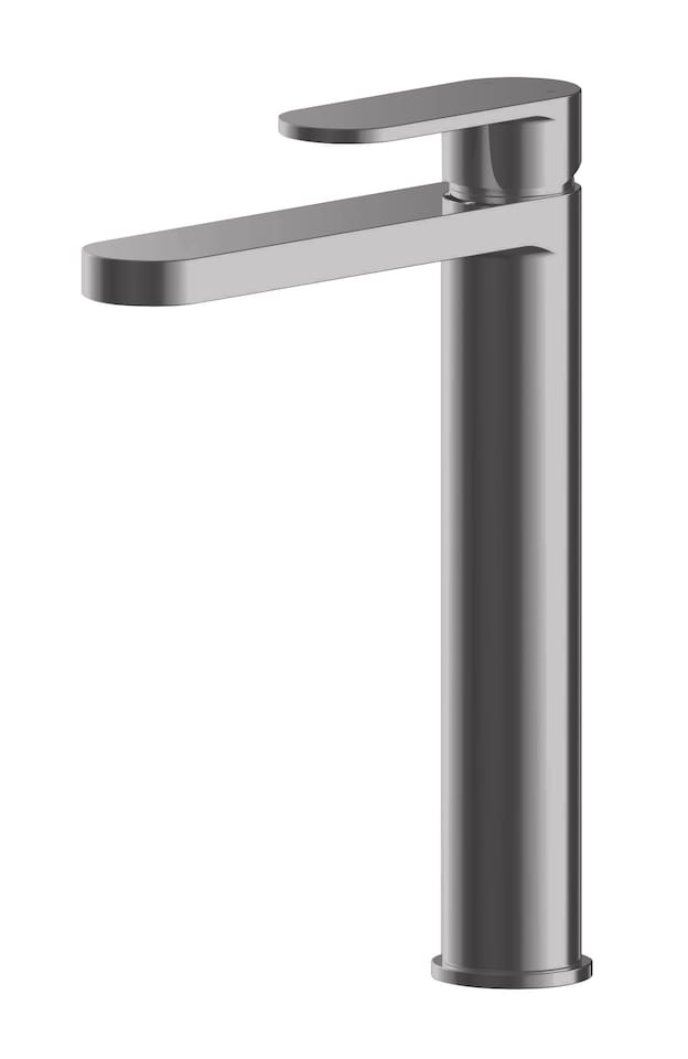 image 1 of Balterley Current Round High Rise Mono Basin Mixer Tap with Flat Rounded Spout | Silver | Brushed Pewter | 1