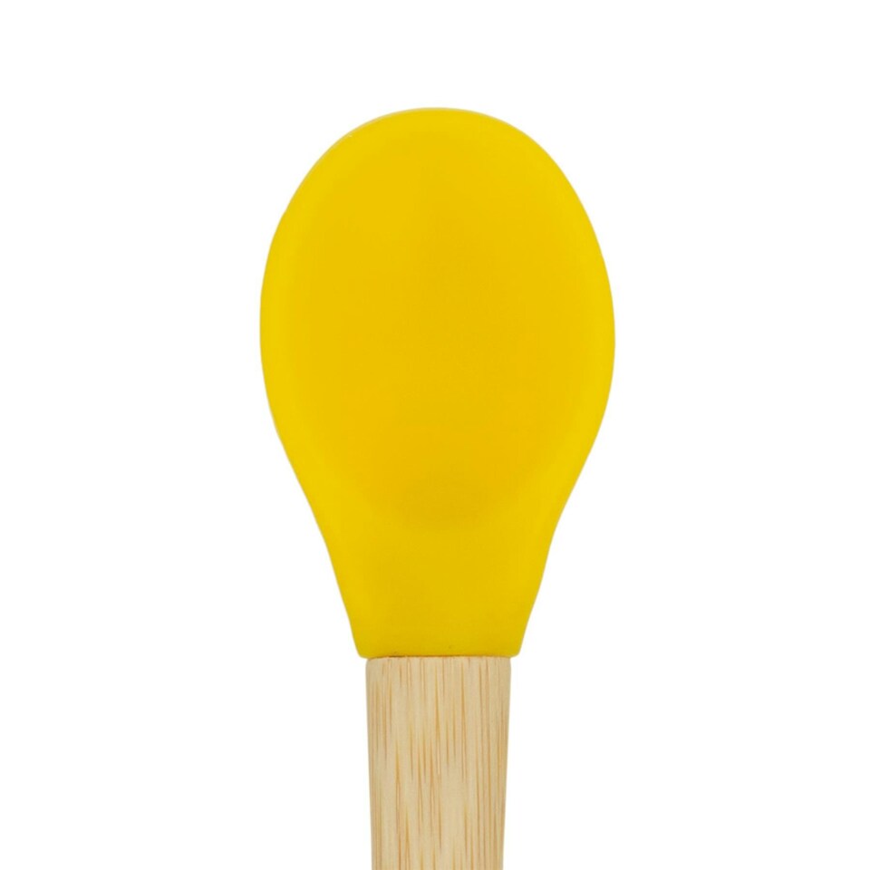 image 1 of Tiny Dining Children's Bamboo Silicone Tip Spoon - Yellow