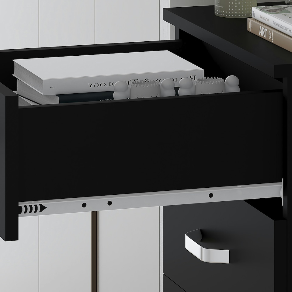 image 1 of FWStyle Tunis 5 Drawer Tallboy Slim Chest Of Drawers - Matt Black