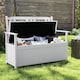 image 3 of COSTWAY 185L Patio Storage Bench Solid Wood Storage Loveseat with Backrest