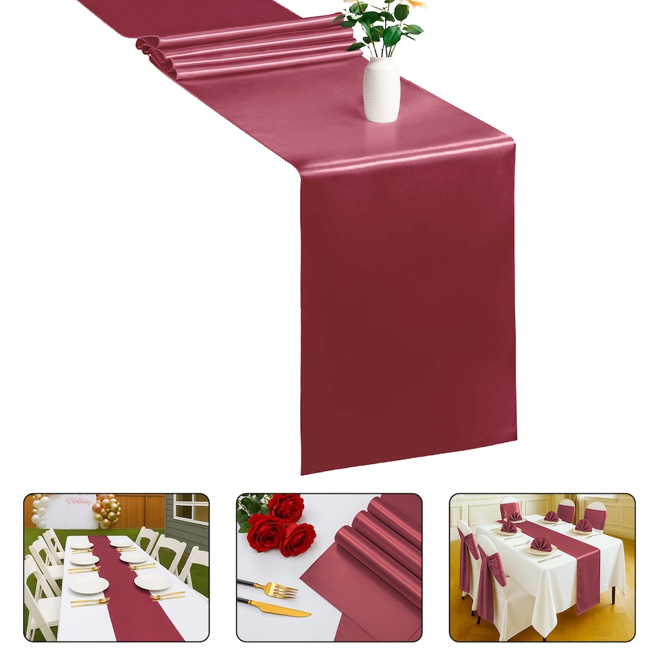 image 1 of Satin Table Runner for Dining Table - 11 x 108 Inch
