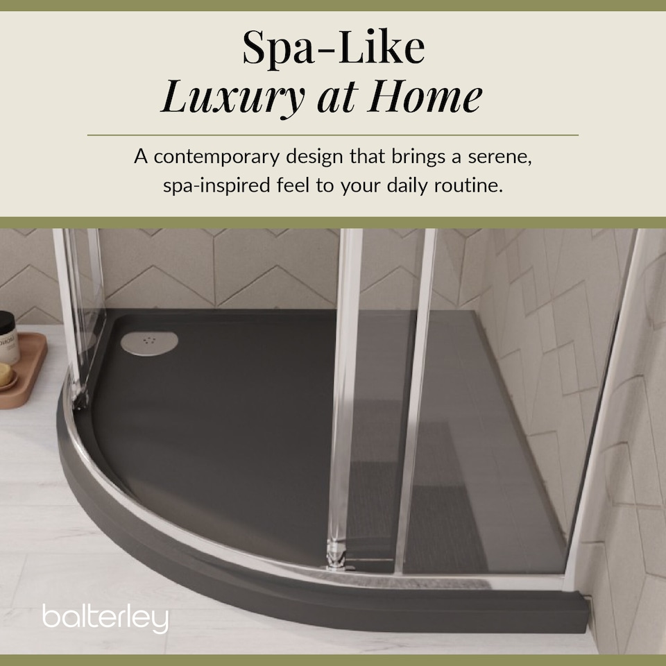 image 1 of Balterley Premium Shower Tray - Right Hand Offset Quadrant | Grey | Grey Slate | 1