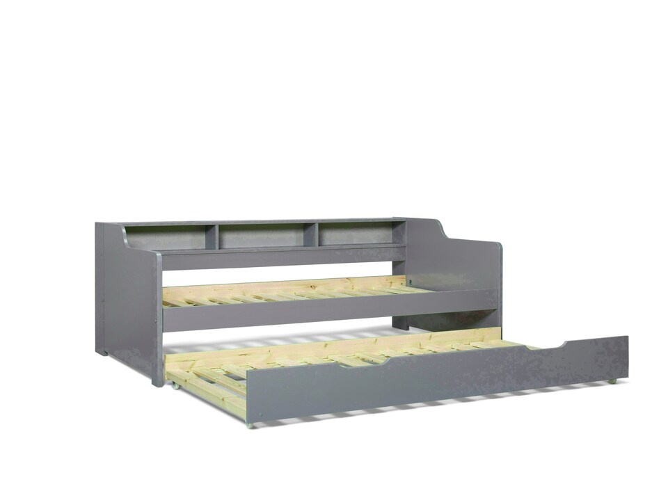 image 1 of Tyler Grey Guest Bed And Trundle With Noah Memory Foam Mattresses