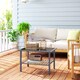 image 9 of Outsunny Outdoor Rattan Coffee Table, Rectangular Tea Side Table with Tempered Glass Top, Storage Shelf, Foot Pads, Garden Furniture for Patio, Balcony, Mixed-grey | Grey | Mixed-grey