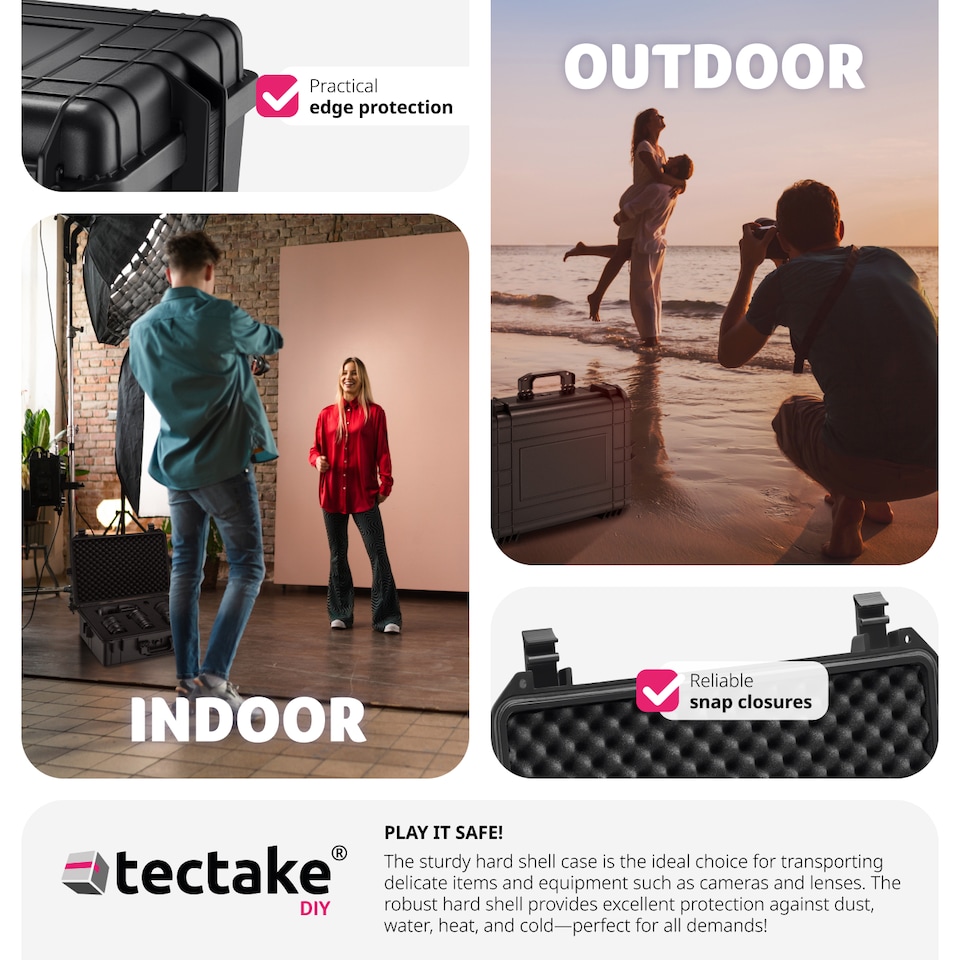 image 1 of Camera Case - ABS plastic shell, 4 thick foam inserts, snap closures, 35 litres | Black | black | L | 1