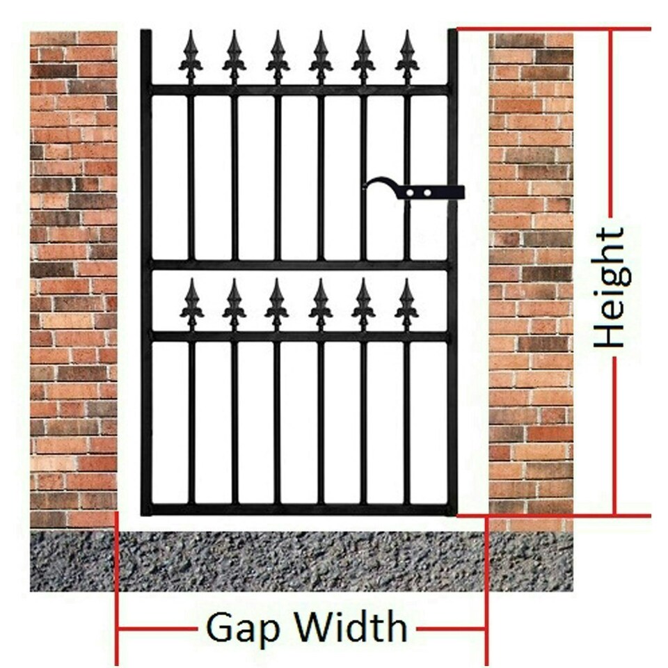 image 1 of Corfe Premium Range Spear Top Single Gate - Solid Steel - Fits Gap of 762 mm x 1168 mm High - Electro Galv./Black Powder Coated Black