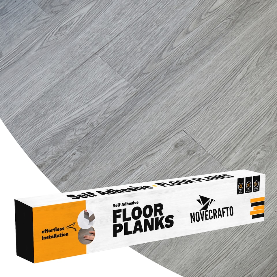 image 1 of Self Adhesive Floor Planks | 5.9x35.9in (91.4x15.2cm) Each | Peel & Stick Vinyl Flooring | Grey Wood Effect | Easy DIY | Stick On Tiles for Home Floors | Grey | 1.39 sqm