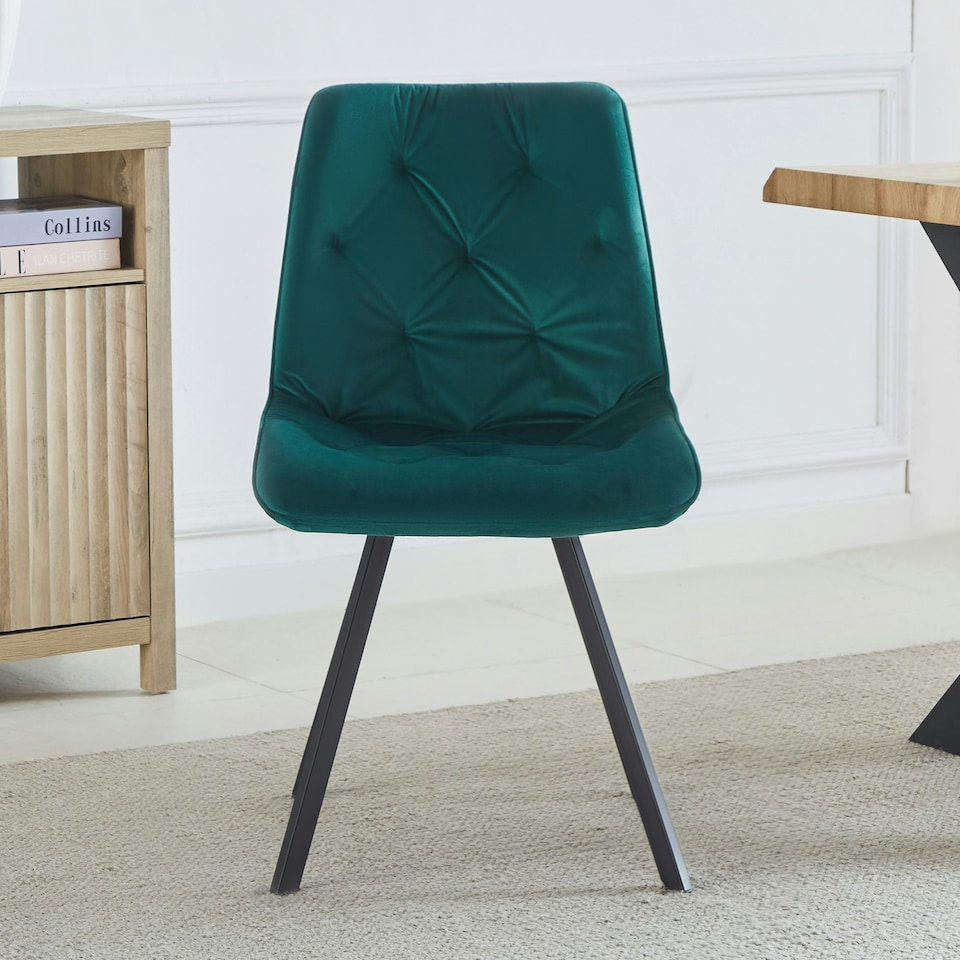 image 1 of Set of 2 Caprile Fabric Dining Chairs - Green