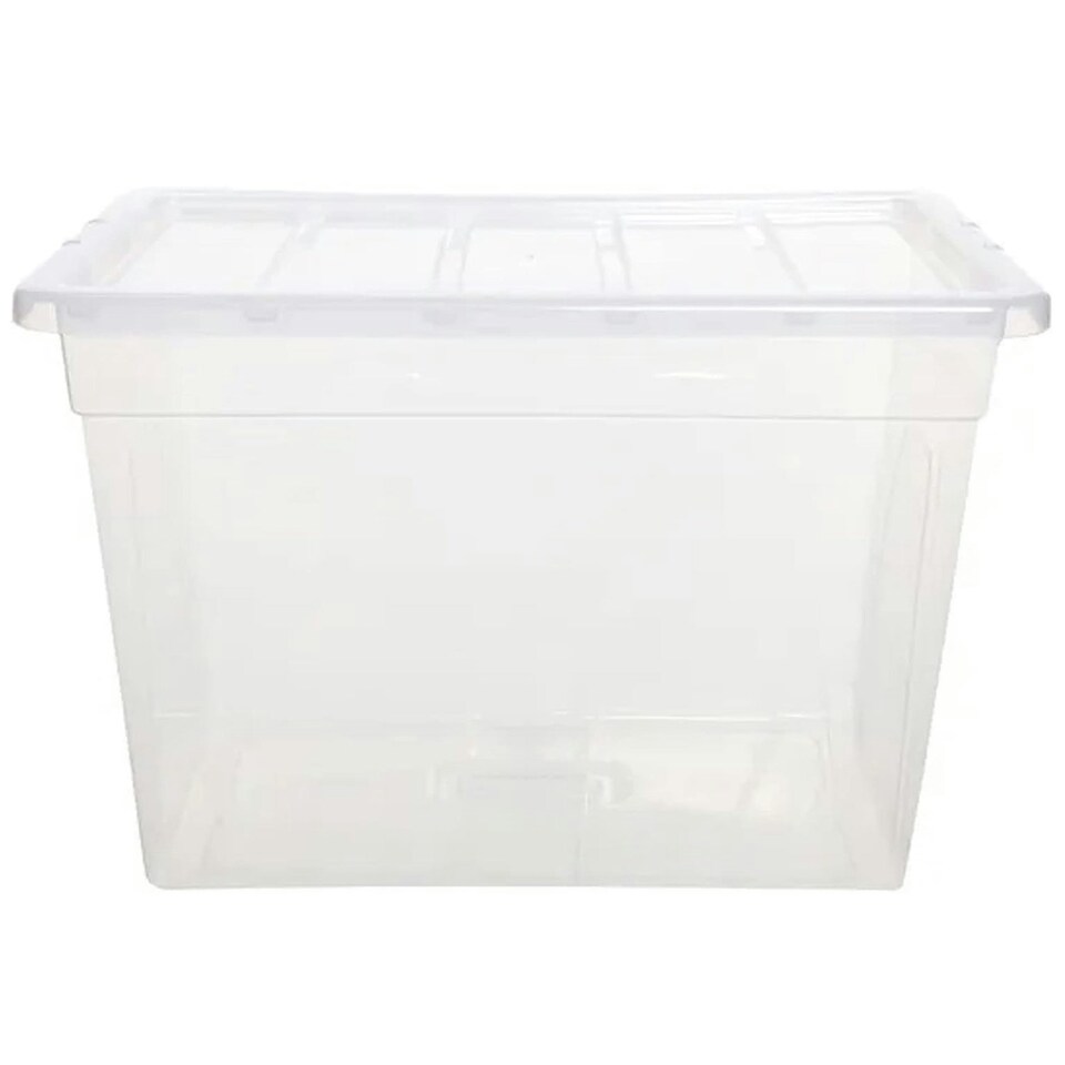 image 1 of 1 x 64L Clear Plastic Home Office Storage Containers Complete With Lids Ideal For Storing Clothes & Paper Work Clear