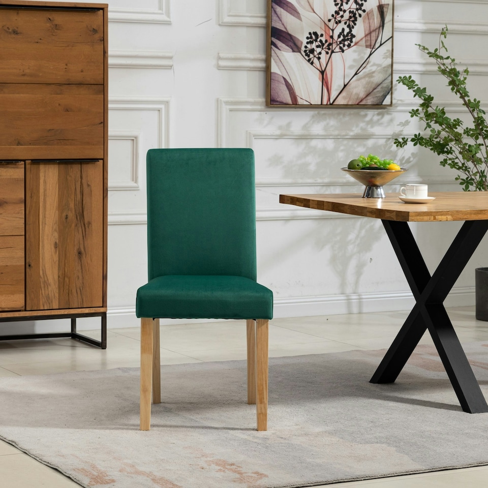 image 1 of Maiolo Velvet Dining Chairs - Set of 2 - Green