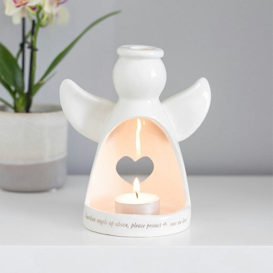 image 1 of Something Different Guardian Angel Candle Holder - White - One Size
