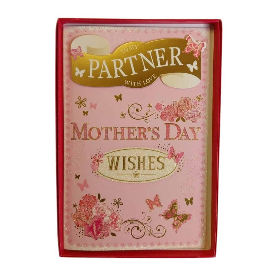 image 1 of To My Partner Butterflies and Flowers Design Mother's Day Boxed Card