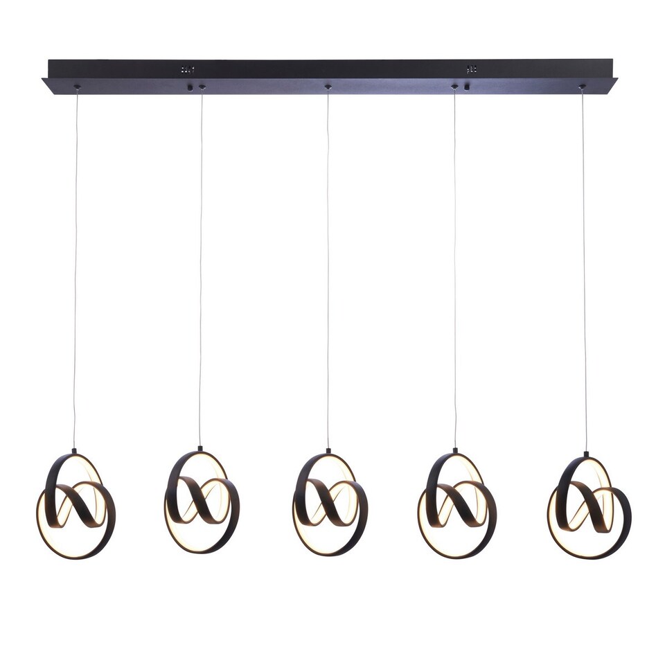 image 1 of Cosma Modern Designer Integrated LED 5 Light Bar Pendant Textured Black Finish