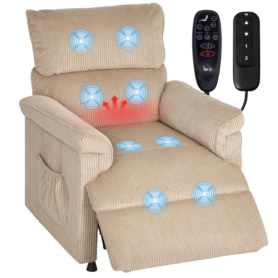 image 1 of HOMCOM Massage Recliner with Quiet Motor, Power Reclining Chair, Brown | Brown