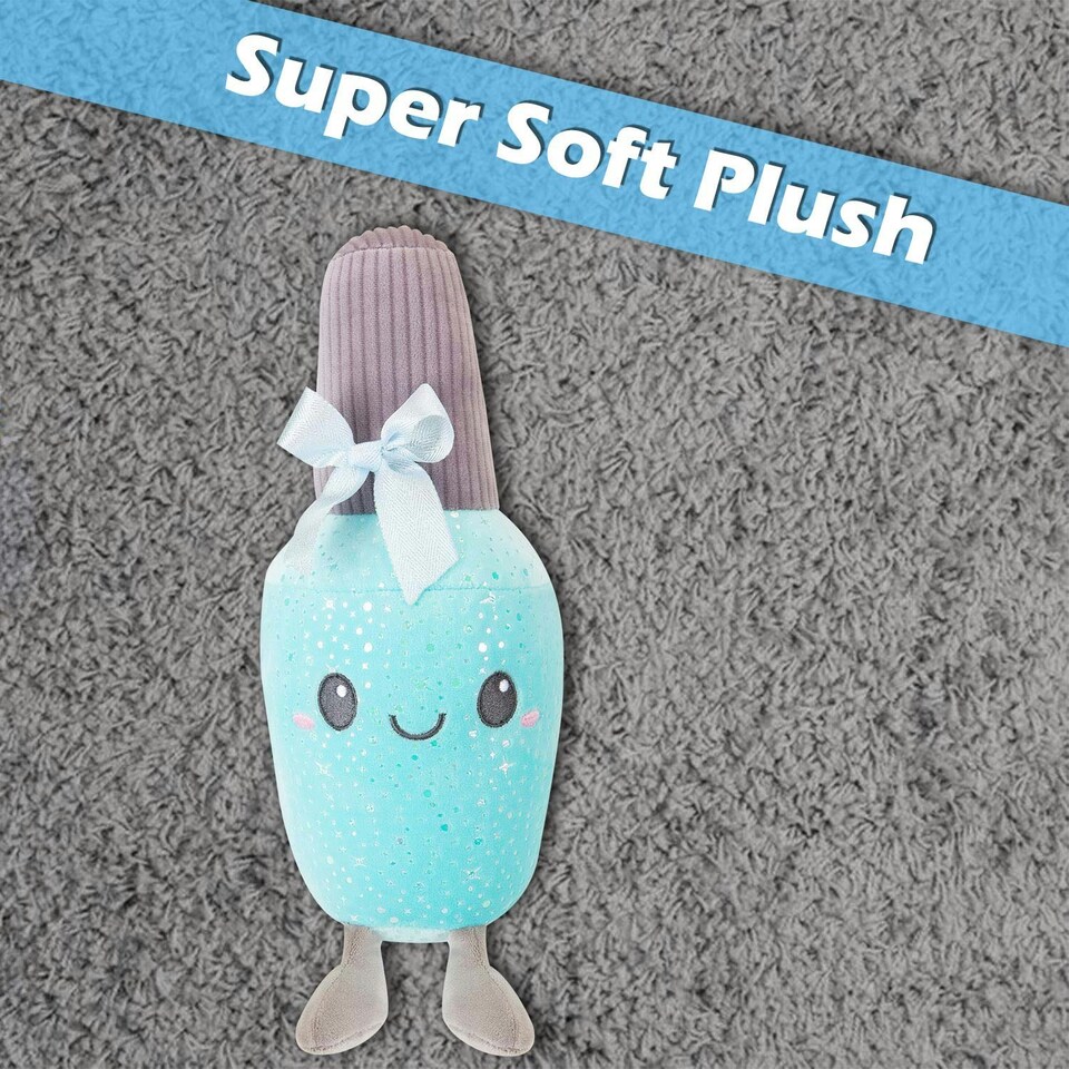 image 1 of Nail Polish Soft Toy Cute Plushie Huggable Cuddly Stuffed Toy 25cm Blue