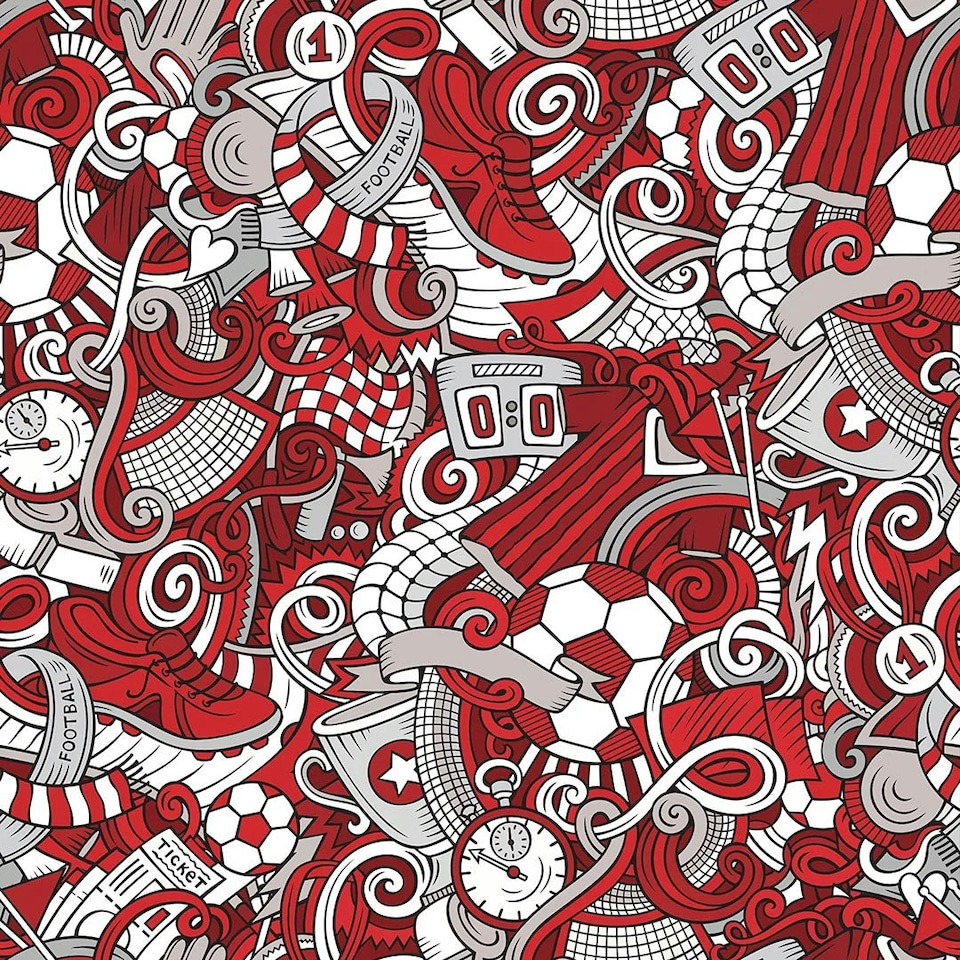Sample of Dream Team Wallpaper in Red and Grey and White Multi