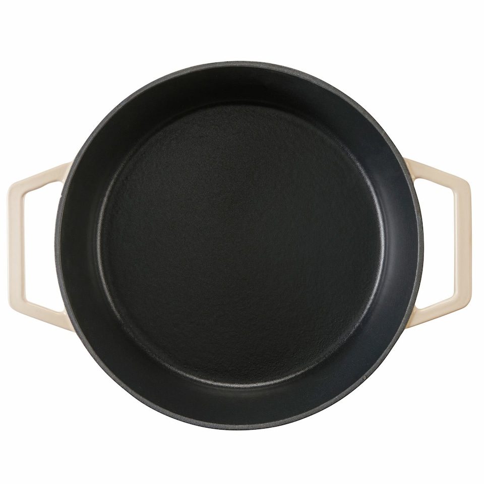 image 1 of Cooks professional Cast Iron Casserole Dish 20cm - Ovenproof Pan with Lid | White | Ivory