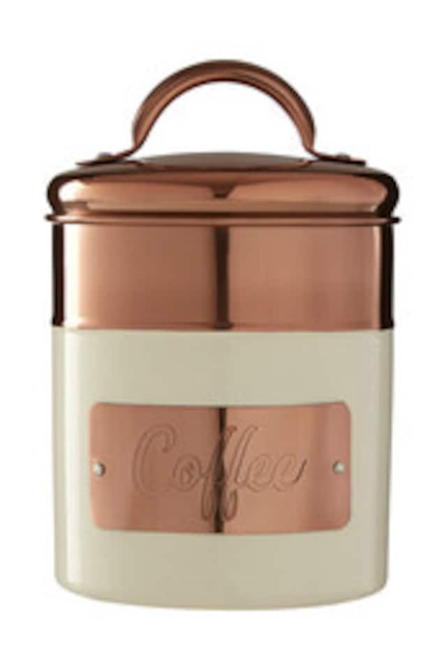 image 1 of Prescott Cream And Copper Coffee Canister
