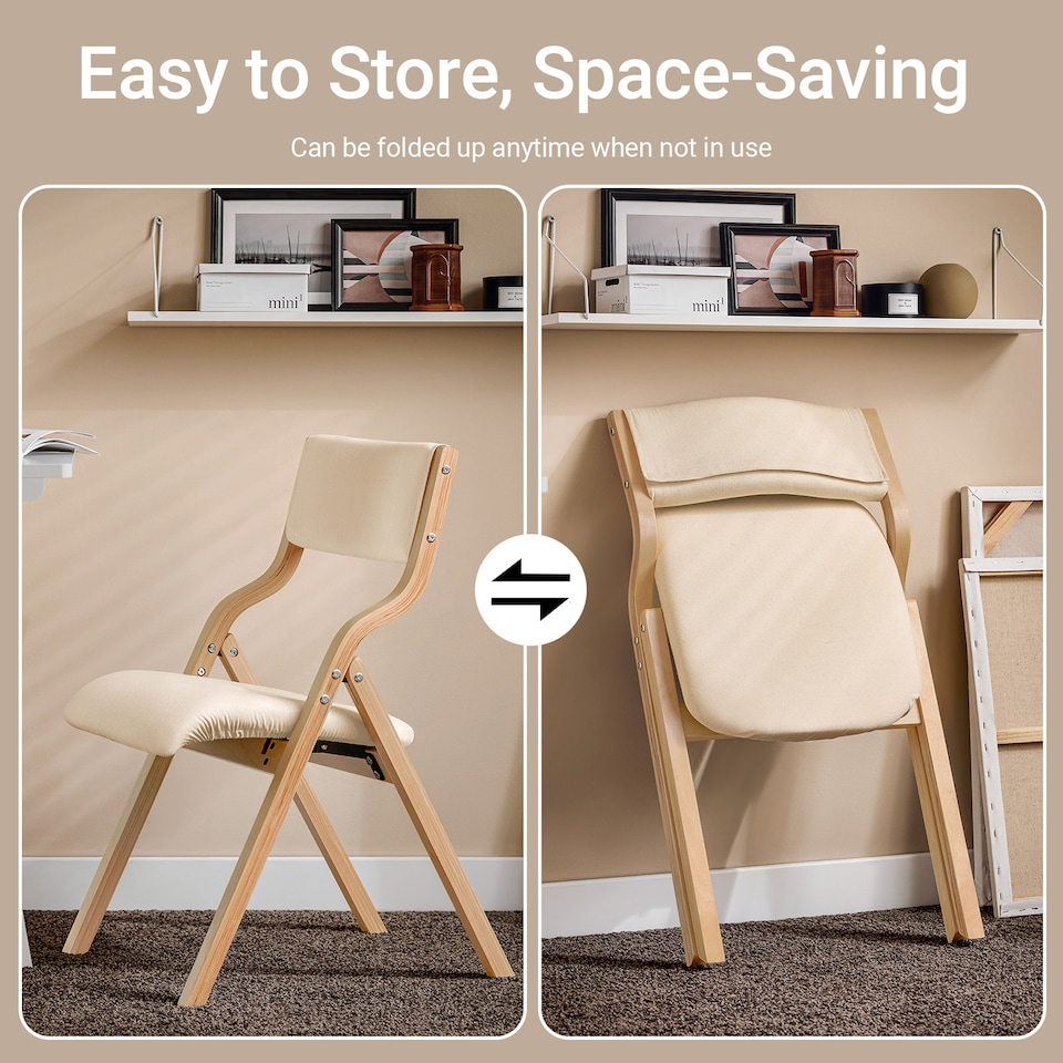 image 1 of SoBuy FST40-W,Folding Dining Chairs Wooden Padded Chair with Backrest