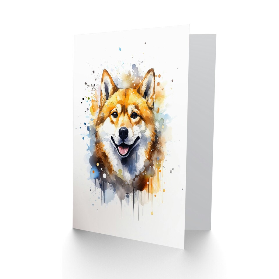 image 1 of Shiba Inu Lovers Gift Watercolour Pet Art Card