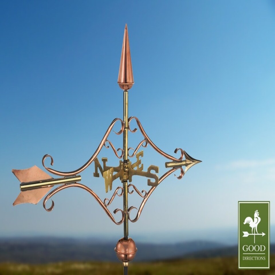 image 1 of Cottage Victorian Arrow Copper Weathervane - H59 x W54 x L28 cm