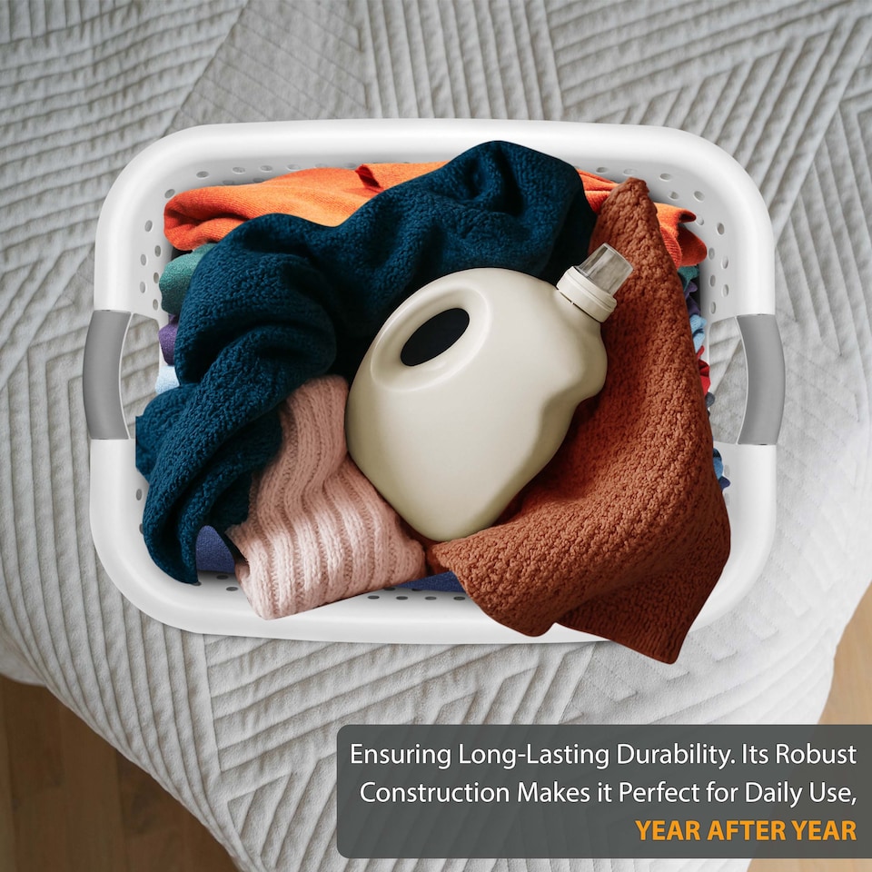 image 1 of 67l Folding Collapsible Laundry Basket Cloth Washing Space Saving Pop Up Bin | White | white