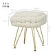image 5 of HOMCOM Square Foot Stool, Woven Footrest Ottoman with Metal Legs, Padded Makeup Vanity Stool, Velvet Dressing Table Seat for Bedroom, Cream White | Cream | 1