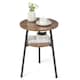 image 1 of COSTWAY Round Side Table Wooden 2-Tier Sofa End Table Brown